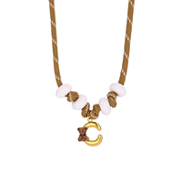 Collier ras du cou en corde tressée en gros, avec breloque lettre alphabet en émail en acier inoxydable, cordon réglable pour femmes, cadeaux bijoux