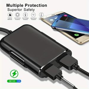 Chargeur de voiture rétractable 4 en 1, câble de charge rapide <span class=keywords><strong>USB</strong></span>, chargeur de téléphone de voiture, chargeur rétractable multi-ports pour smartphone, écouteurs - Product Image 4
