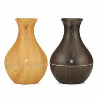 Mini humidificateur à grain de bois 130 ml, LED 7 couleurs, brume continue, bouton tactile, huile essentielle aromatique, USB, CE, FCC, RoHS