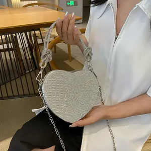 2023 Luxury Diamonds Heart Design Handbags For Women wholesale bling bling Party Cute Shoulder Bag