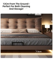 Italienisches Modernes Minimalistisches Schwebendes Bett 1,5m/1,8m Echtleder-Polsterung Massivholzrahmen Stauraum Queen-Size Hauptschlafzimmer