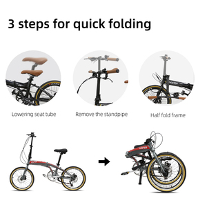 LEAPER LP8 7 vitesses en alliage d'aluminium noir <span class=keywords><strong>léger</strong></span> pliable adulte hommes femmes ville pneu urbain 20 pouces <span class=keywords><strong>vélo</strong></span> pliable - Product Image 3