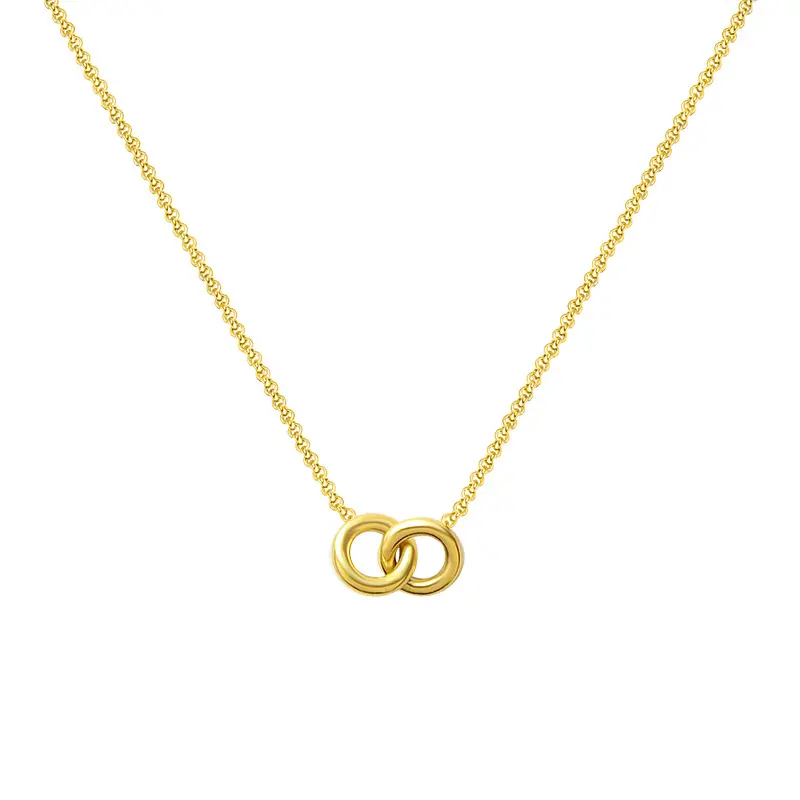 Collar de círculos entrelazados pequeños para mujer, de Plata de Ley 925, chapado en oro de 18k, colgante de anillos dobles, collar eternity para mujer