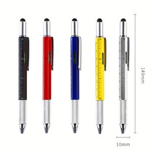 Stylo multifonction 6-en-1 X923-1 – Stylo bille multi-couleurs, outil technologique, stylet métallique avec niveau et tournevis - Product Image 1