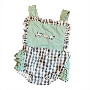 Pre-ordenar sin MOQ: Pelele de primavera para bebé niña con diseño de animales de granja, de algodón orgánico/spandex, tejido con cierre de cremallera. - Product Image 1