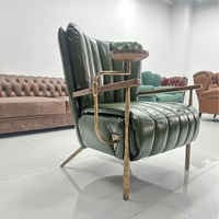 Fauteuil Cigar en Cuir Véritable avec Plateau et Accoudoirs Métalliques, Confortable pour Longues Sessions, Idéal pour Salon et Café, Très Populaire sur Internet