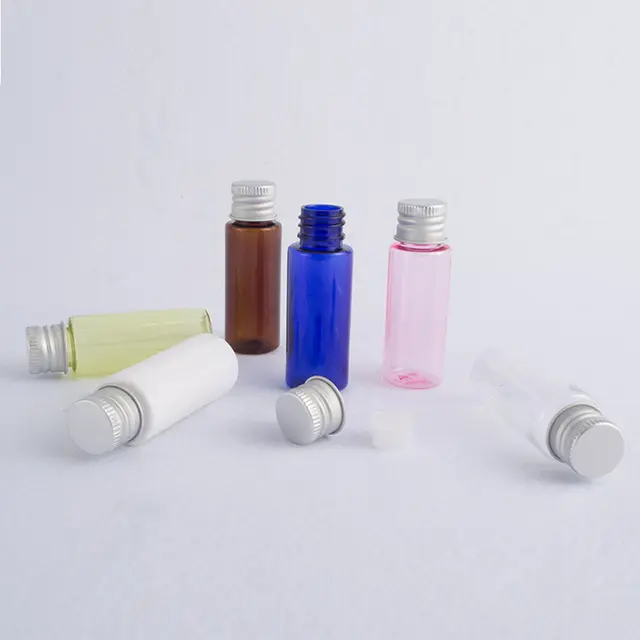 Manufacturers Wholesale transparent PET small mouth 24mm 50ml 100ml 200ml 250ml 500ml plastic bottles with aluminum screw lids