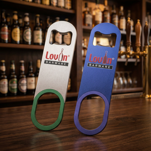Cadeau promotionnel en métal aluminium Lovin Barware, forme plate, impression offset, couleur bleu-vert - Product Image 1