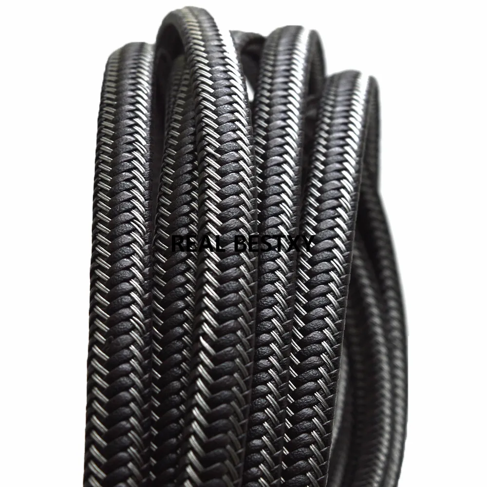 Nuevo aprox: 10*5mm/12*6mm cuerda de cuero negro alambre de acero Cordón de cuero DIY pulsera de cuero accesorios moda cordón ancho hallazgos