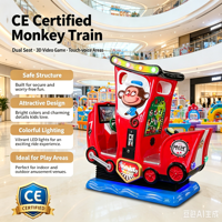 Manège à monnayeur en fibre de verre CE, type train singe parent-enfant, pour enfants, avec jeux vidéo, pour parcs d'attractions intérieurs