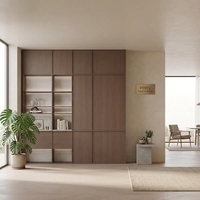 Armoire de chambre à coucher modulaire combinée avec bureau de bureau à domicile et penderie à lattes verticales plates en composite, avec miroir