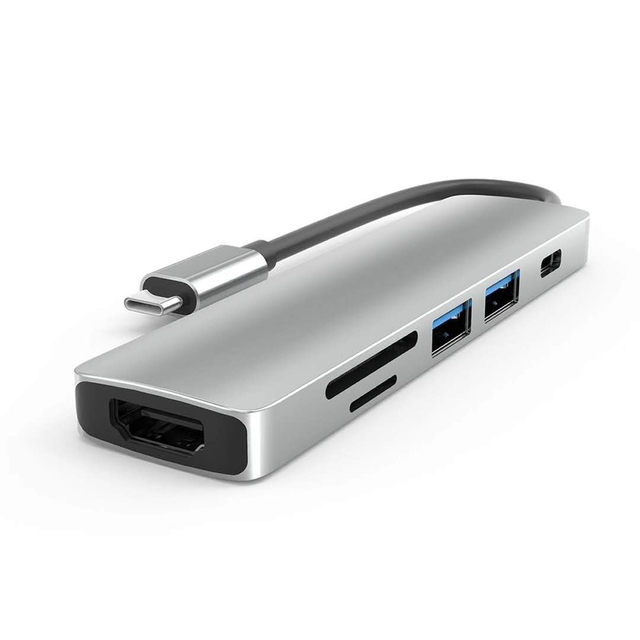 6 in 1 Docking Station High Speed 5 Gbps Laptop Type Usb C Hub With Hd-mi PD TF SD Card Reader Usb3.0 Usb2.0