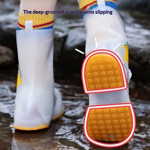 ที่หุ้มรองเท้ากันฝนเด็ก PVC กันน้ำ กันลื่น แบบหุ้มข้อกลาง-สูง สำหรับเด็กชายและเด็กหญิง สวมใส่ง่าย ถอดง่าย พับเก็บได้ ขายส่ง - Product Image 3
