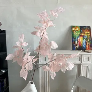 Hot Selling 3 Heads Single Long Stem Artificial Flower Pink Roses Real Touch Latex Silk Rose For Wedding Home Decorative