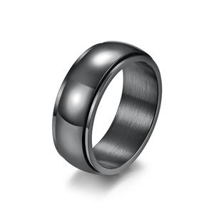 Titanium Steel <b>Ring</b> Dark Blue And Black Rotatable Stress Relieving Unisex Fashion Jewelry - Product Image 1