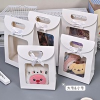 Portable Transparent Fenêtre Kraft PVC Carton Sac À Provisions Emballage De Noël pour Anniversaire Biscuits Premium Papier Cadeau Sac