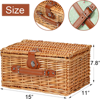 Panier en osier pour 2 personnes avec compartiment isolé pour pique-nique de cuisine écologique Cadeau portable moderne