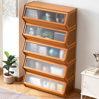 Étagère de rangement multi-niveaux intégrée avec grille, meuble de salon sur pied avec portes, vitrine et bibliothèque combinée