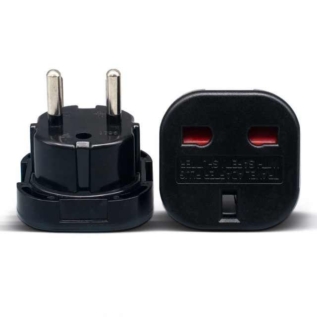 UK to Europe 10A Plug with Socket Adapter 3-pin to 2-pin European Union Socket Travel Adapter