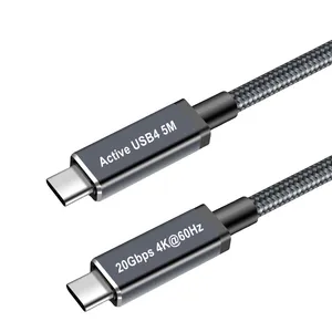5M Active USB4 Type-C 20Gbps Transmisión 240W Dual 4K Cable de video Alta compatibilidad para estación de acoplamiento/SSD con Thunderbolt 4