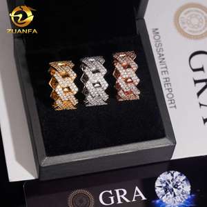 2 disegni a cerchio ghiacciati VVS Moissanite Full Diamond Hip Hop anelli gioielli in <span class=keywords><strong>argento</strong></span> 925 massiccio gioielli 2 righe anello per <span class=keywords><strong>uomo</strong></span> - Product Image 5