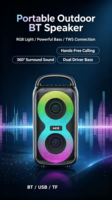 Haut-parleur portable Bluetooth RVB avec lumière disco, subwoofer pour danse en extérieur, stéréo sans fil, audio de bureau, grand volume, basses puissantes