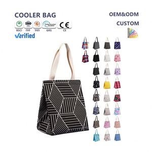 Sac isotherme portable en coton Junlian Promotion avec ouverture supérieure et logo personnalisé pour pique-nique, déjeuner et courses - Product Image 1