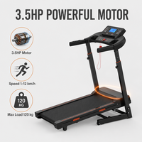 Tapis roulant pliable avec guidon réglable en hauteur sur 5 niveaux, console LED et touches rapides pour la vitesse et l'inclinaison