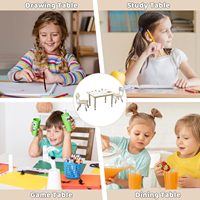 Mesa Infantil Ajustable de Madera con 4 Sillas y Superficie de Dibujo, Tamaño Personalizable, Muebles para Niños Pequeños para la Escuela