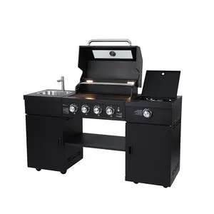 Hot Sale Modular Outdoor Kitchen Independent Barbecue Gas Grill With Oven Refrirator Combination Cabinet