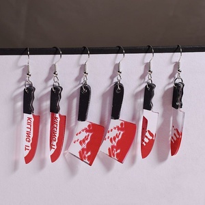 Orecchini a Forma di Coltello da <span class=keywords><strong>Cucina</strong></span> Esagerati e Divertenti per Donne, Gioielli per Feste di Halloween - Product Image 1