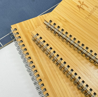 Carnet à spirales avec logo personnalisé et pages vierges, format A5, carnet en bambou