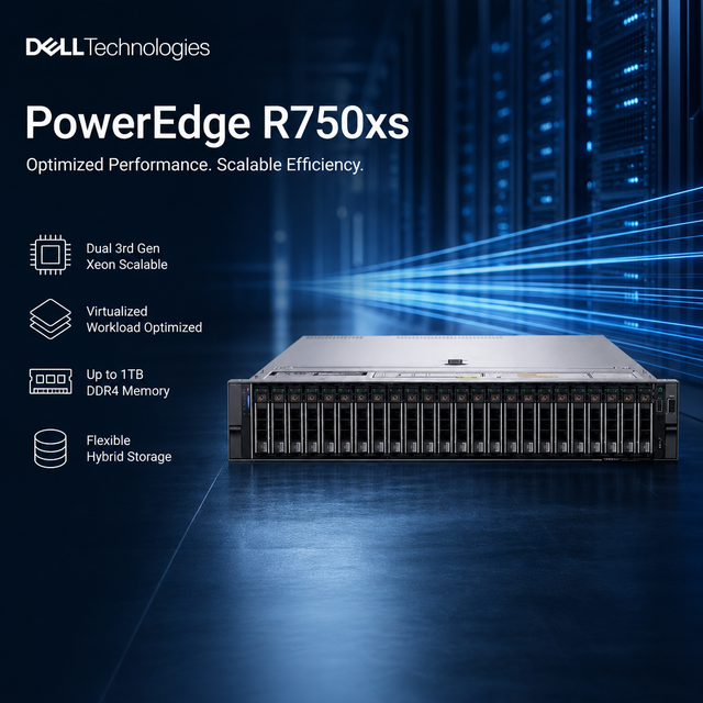 Best Selling for PowerEdge R750XS 2U Dual Socket Rack Server 3rd Gen Intel Xeon Scalable Processor 16 DDR4 DIMM Slots in Stock