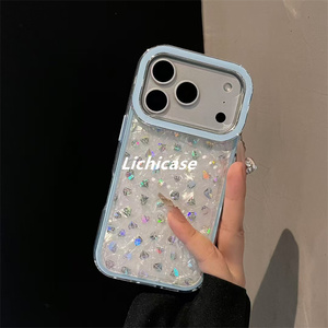 Lichicase Màu Khung Phong Cách Long Lanh Cô Gái Trường Hợp Điện Thoại Cho <span class=keywords><strong>Iphone</strong></span> 17 Pro Max Tùy Chỉnh Chống Sốc Cover Quay Lại - Product Image 3