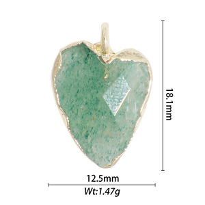 Heart Shaped Natural Stone Pendant Alloy Plated For Jewelry Making DIY Necklace Earring Accessories Spring 2024 Yiwu Origin - Product Image 4