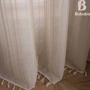 <span class=keywords><strong>Rideau</strong></span> transparent en polyester rayé américain Bubaba, fil de chanvre slub, pour chambre à coucher, cuisine, salon, balcon, cloison - Product Image 4
