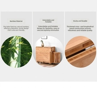 Ensemble de salle à manger pliable extensible en bambou naturel, table rectangulaire peu encombrante avec 4 chaises, rangement et roulettes pour petit appartement