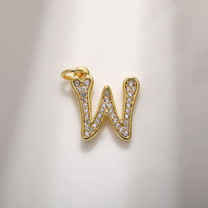 Jinyuan Punk Tarzı 18 Ayar Gerçek Altın Sanatsal Yazı Tipi Kolye Zirkon Harfli Kolye DIY Takı Bakır Aksesuarlar - Product Image 2