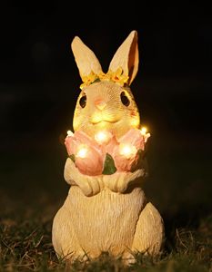 Thỏ Năng Lượng Mặt Trời Vườn Bức Tượng Ngoài Trời Trang Trí Nội Thất-Ngoài Trời Bức Tượng Cho Sân Vườn Ban Công Sân Trang Trí Sinh Nhật Quà Tặng Cho Phụ Nữ - Product Image 5