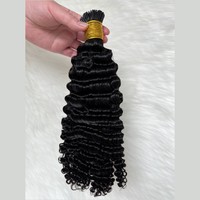 Extensions de cheveux vierges indiens 100% naturels, qualité supérieure, double tirage 12A, pointes pré-collées, micro-liens KC6, en stock, bouclés