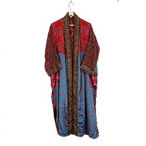 Camisón Largo de Seda para Mujer, Estilo Bohemio Indio Vintage, Cuello en V, Cierre con Cordón, Transpirable, Elegante, con Parches, Sexy y Romántico - Product Image 1