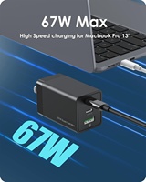 Adaptor Charger Dinding PD 67W GaN PPS 3-Port untuk Macbook Pro/Air Dell XPS 13 Laptop HP iPhone Samsung III 67W USB C Pengisi Daya Cepat