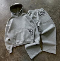 Ensemble Survetement Homme Personnalisé Épaules Tombantes Court Broderie Décontracté Streetwear Coton Bouclette Doux Pull