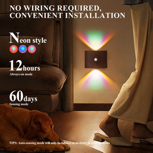 Lampu malam Led rumah pintar Modern, lampu dinding Led samping tempat tidur tangga, lampu dinding Neon RGB dengan Sensor gerakan magnetik nirkabel isi ulang daya USB - Product Image 3