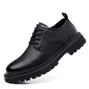 Chaussures décontractées rétro britanniques pour hommes, automne, chaussures en cuir imperméables à semelle épaisse, antidérapantes, respirantes - Product Image 3