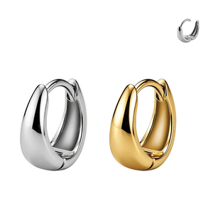 Clicker Ear Hoop ASTM F136 Titanium Daily Wear Piercing Jewelry 18K Gold Plated Hypoallergenic Small Chunky Huggie Hoop <strong>Earrings</strong> - Product Image 4