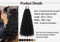 Extensions de queue de cheval en fibre haute température bouclée à la française, 18 pouces, 10 brins, avec bande élastique, sans perte de cheveux, vente en gros
