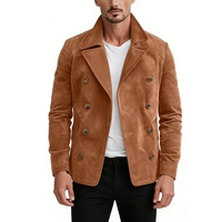 Manteau Peacoat en daim à double boutonnage pour homme, couleur unie, veste décontractée pour homme, Sehe Fashion