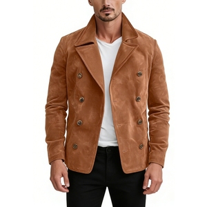 <strong>Men's</strong> Suede Double Breasted <strong>Peacoat</strong> Solid Color <strong>Men</strong> Casual Jacket Coat Sehe Fashion - Product Image 5