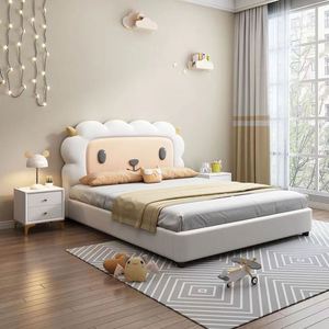 Cama minimalista moderna para niños, cama individual creativa con diseño de ovejas de dibujos animados de 1,5 m para niños y niñas, espacio pequeño - Product Image 1